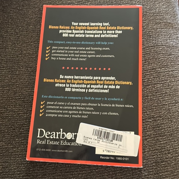 Book for bienes raíces dictionary English to Spanish real estate dictionary - Picture 2 of 3